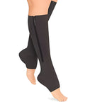 Knee High Compression Socks Side Zipper & Open Toe