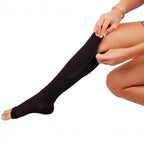 Knee High Compression Socks Side Zipper & Open Toe