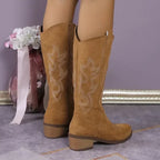 Knee-High Cowboy Boots Soft Suede & Ergonomic Footbed