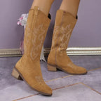 Knee-High Cowboy Boots Soft Suede & Ergonomic Footbed
