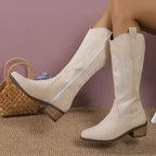 Knee-High Cowboy Boots Soft Suede & Ergonomic Footbed