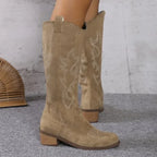 Knee-High Cowboy Boots Soft Suede & Ergonomic Footbed