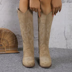 Knee-High Cowboy Boots Soft Suede & Ergonomic Footbed