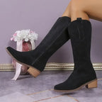Knee-High Cowboy Boots Soft Suede & Ergonomic Footbed