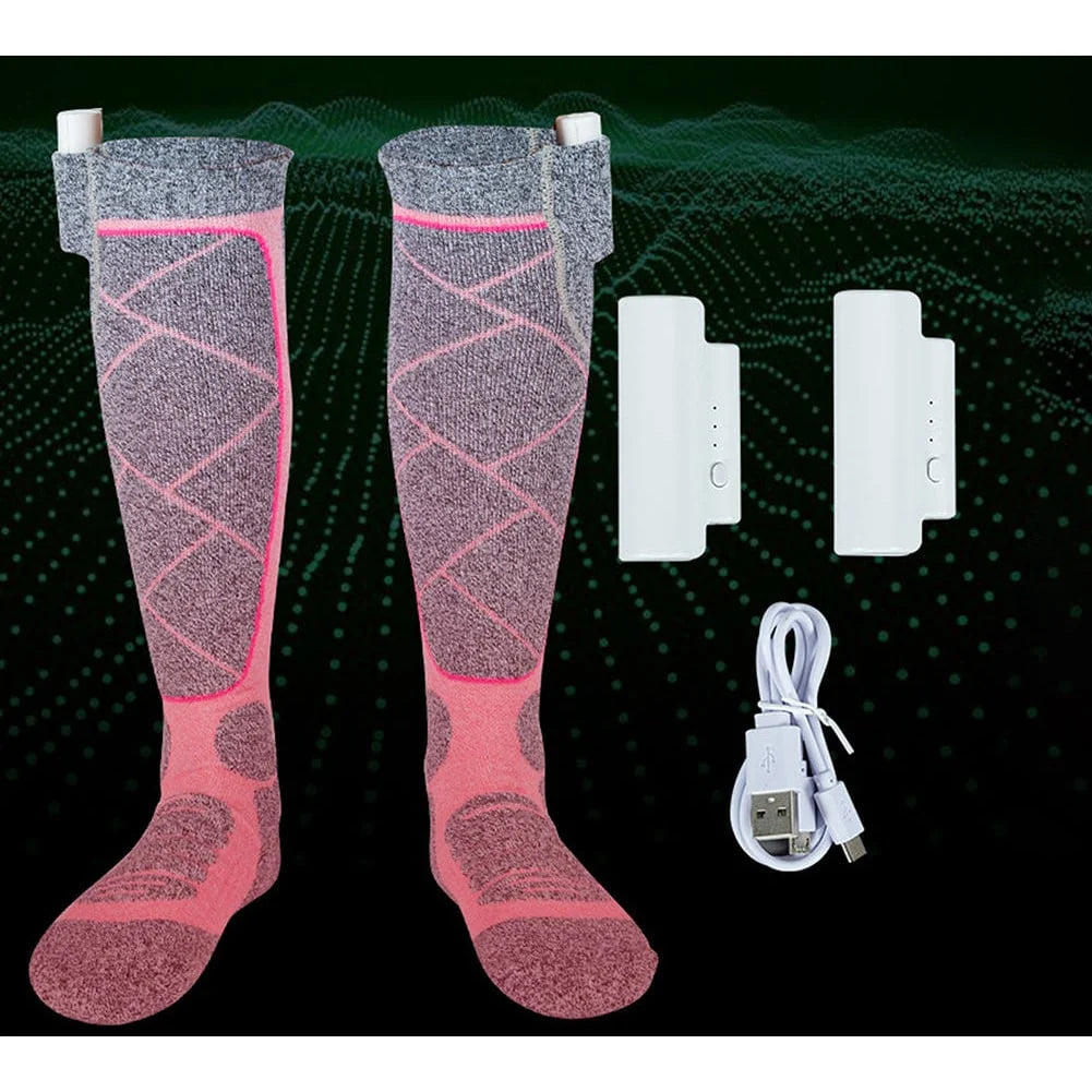 Knee-High Heated Socks Rechargeable Thermal Battery Pockets