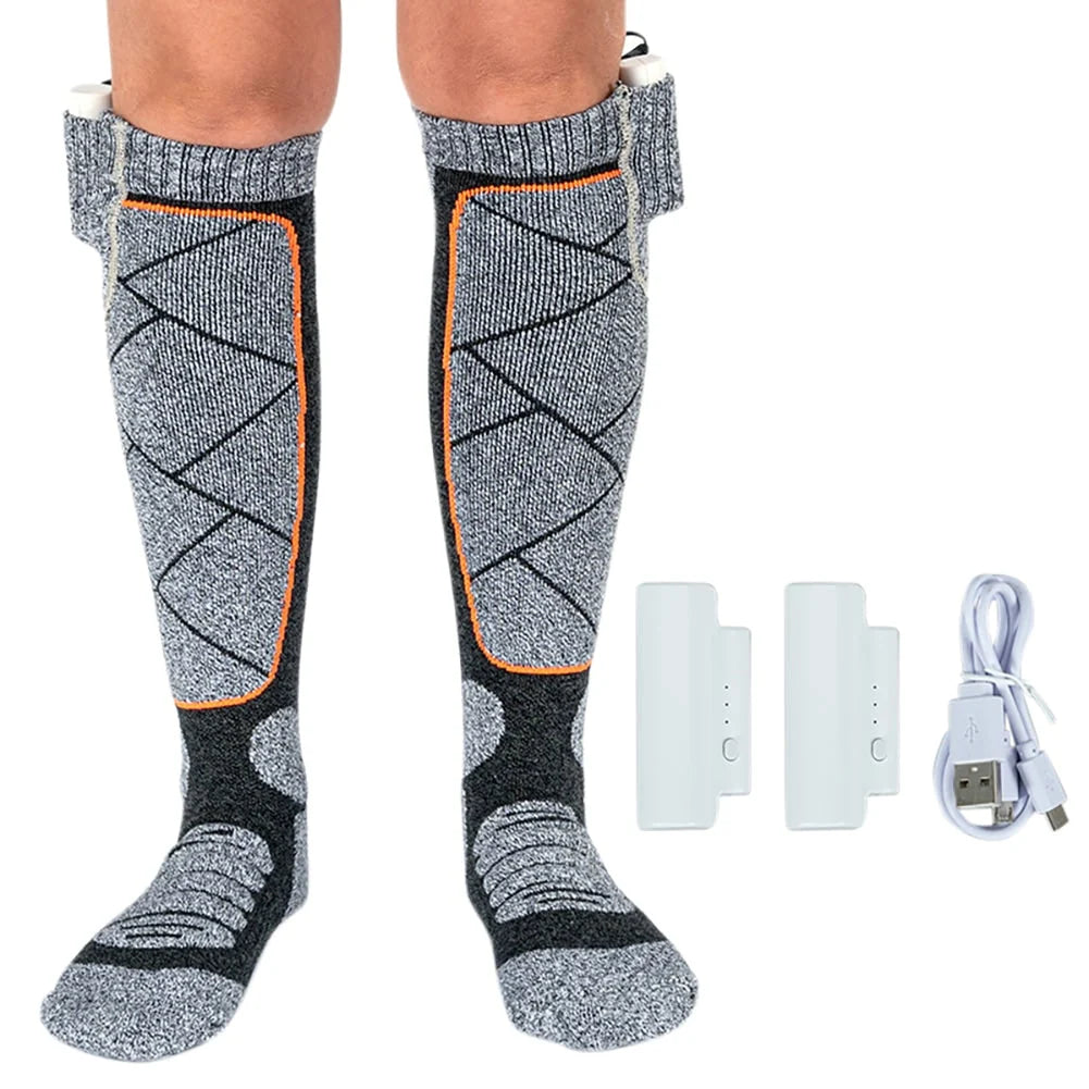 Knee-High Heated Socks Rechargeable Thermal Battery Pockets