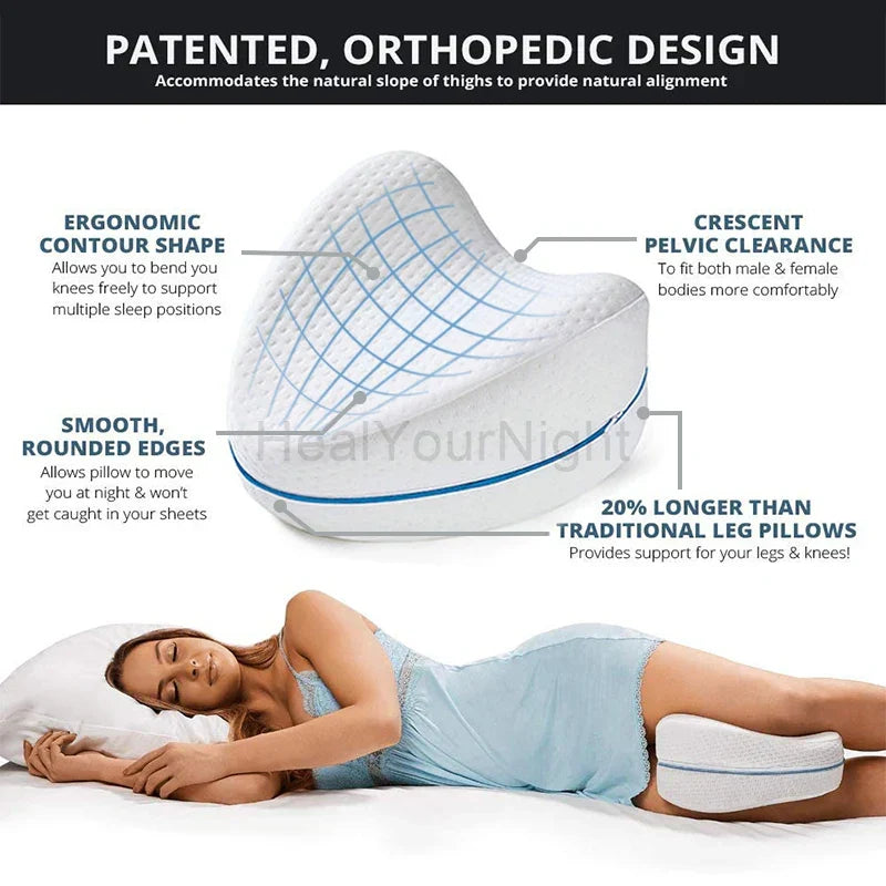 Knee Pillow Ergonomic Memory Foam Removable Cover
