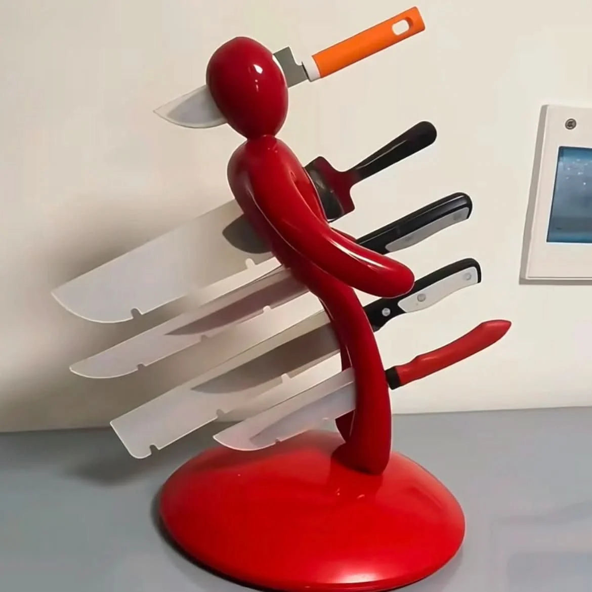 Knife Holder Humanoid Sculpture Stainless Steel Space-Saving