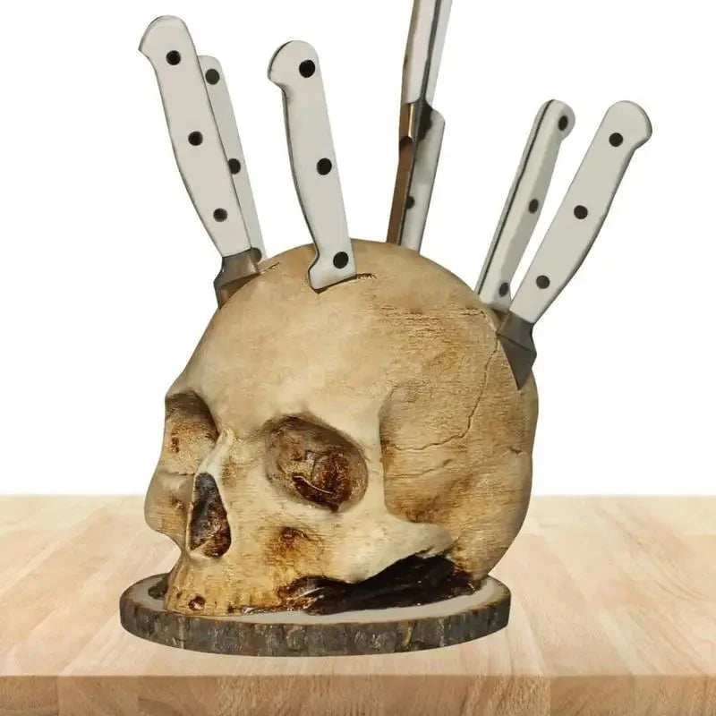 Knife Holder Skull Design Durable Resin Fits Various Sizes