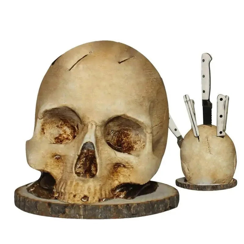Knife Holder Skull Design Durable Resin Fits Various Sizes