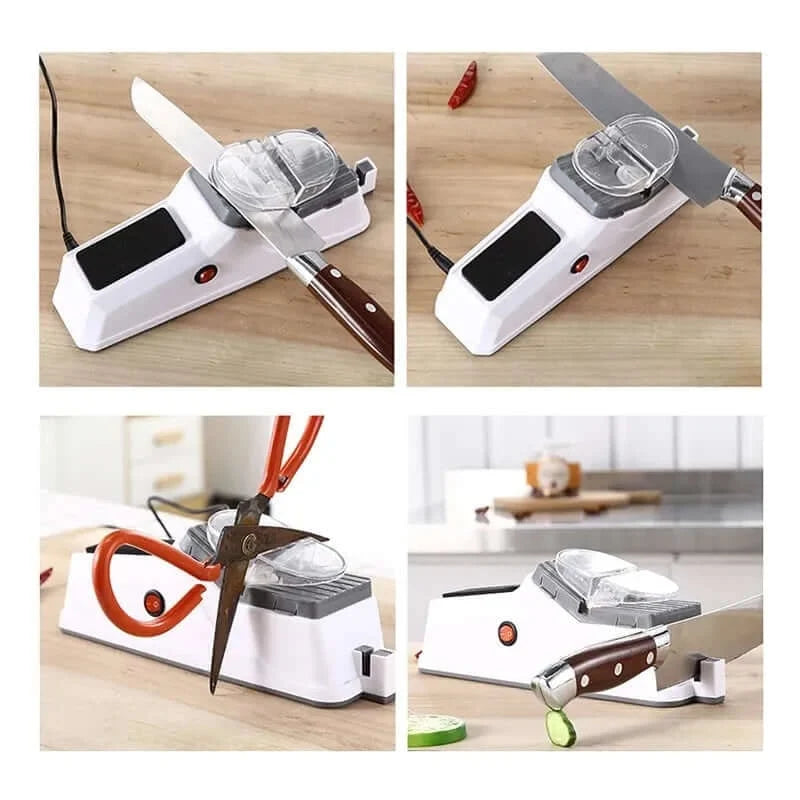 Knife & Scissors Sharpener USB Powered Automatic Non-Slip Base