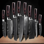 Knife Set High-Carbon Blades Wood Handles Set Of 8