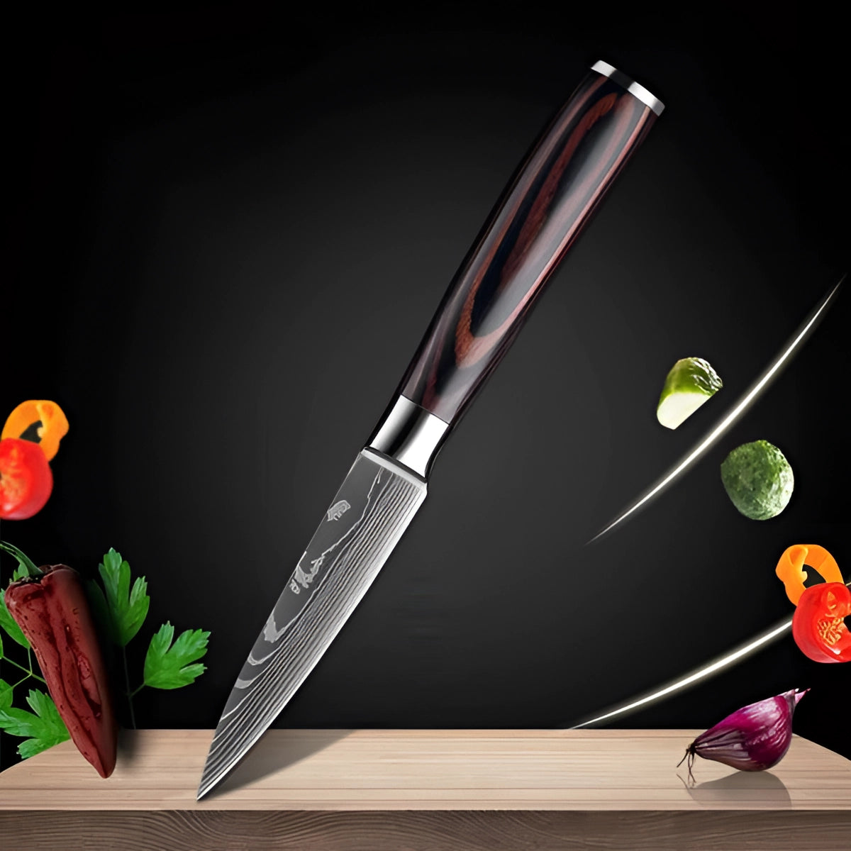 Knife Set High-Carbon Blades Wood Handles Set Of 8