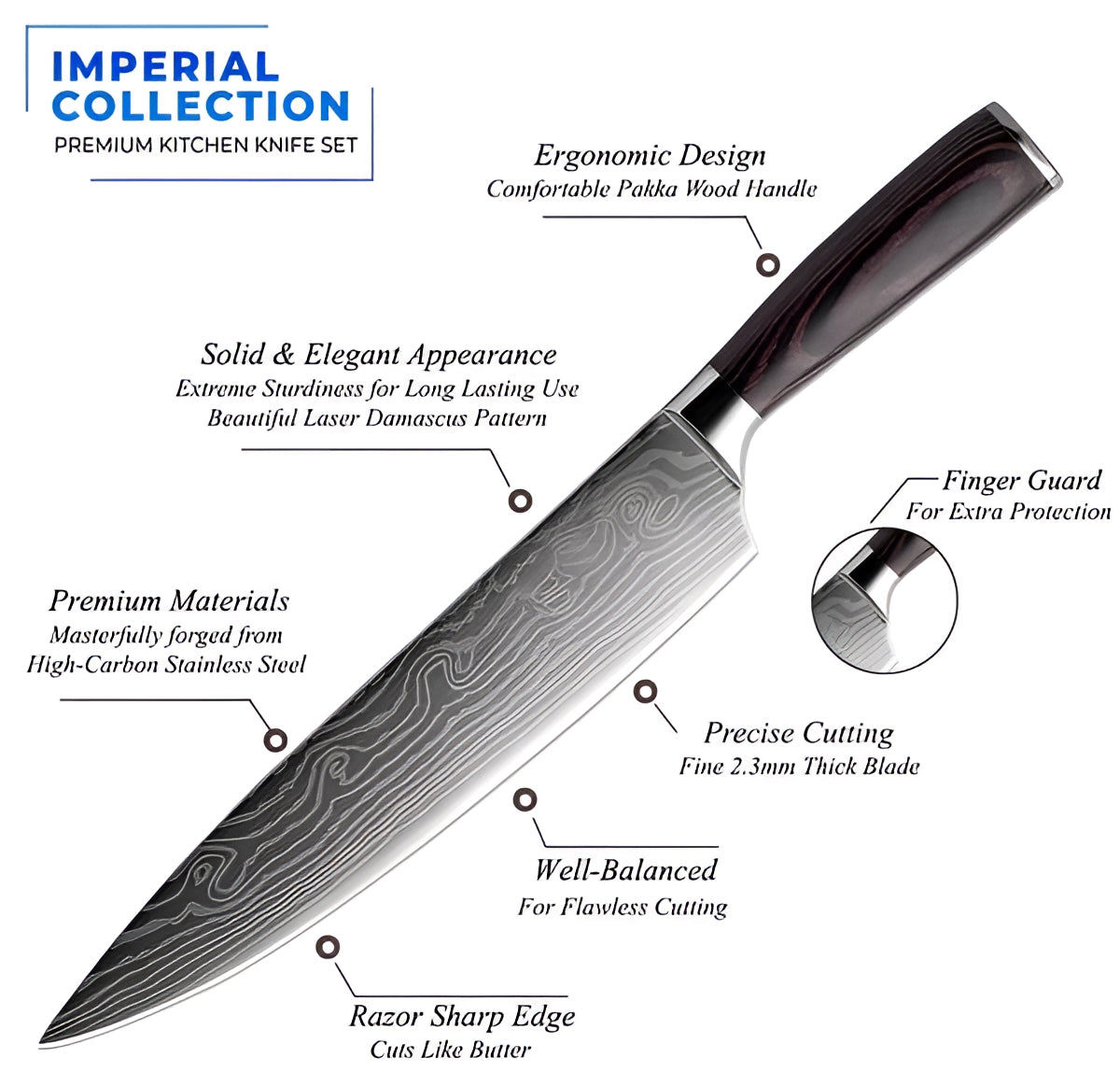 Knife Set High-Carbon Blades Wood Handles Set Of 8