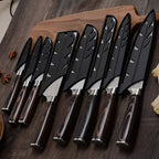 Knife Set High-Carbon Blades Wood Handles Set Of 8