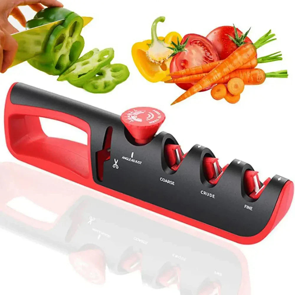 Knife Sharpener 4-in-1 Adjustable Angle Ceramic & Tungsten Slots