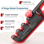 Knife Sharpener 4-in-1 Adjustable Angle Ceramic & Tungsten Slots