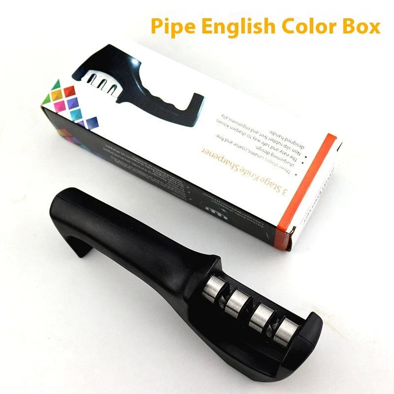 Knife Sharpener Ceramic & Diamond Stones Non-Slip Base
