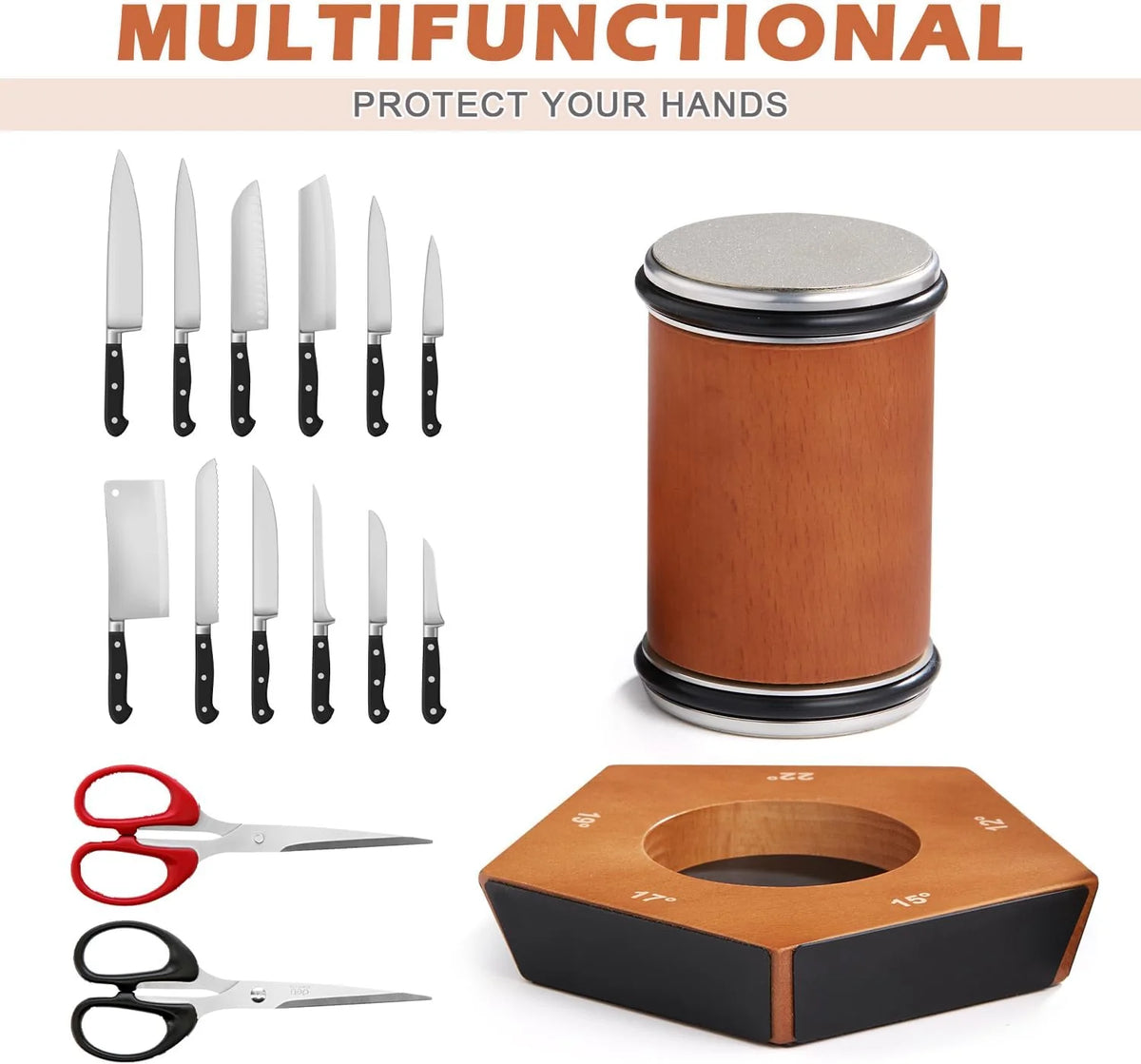 Knife Sharpener Rolling Diamond Stones & Magnetic Angle Guide