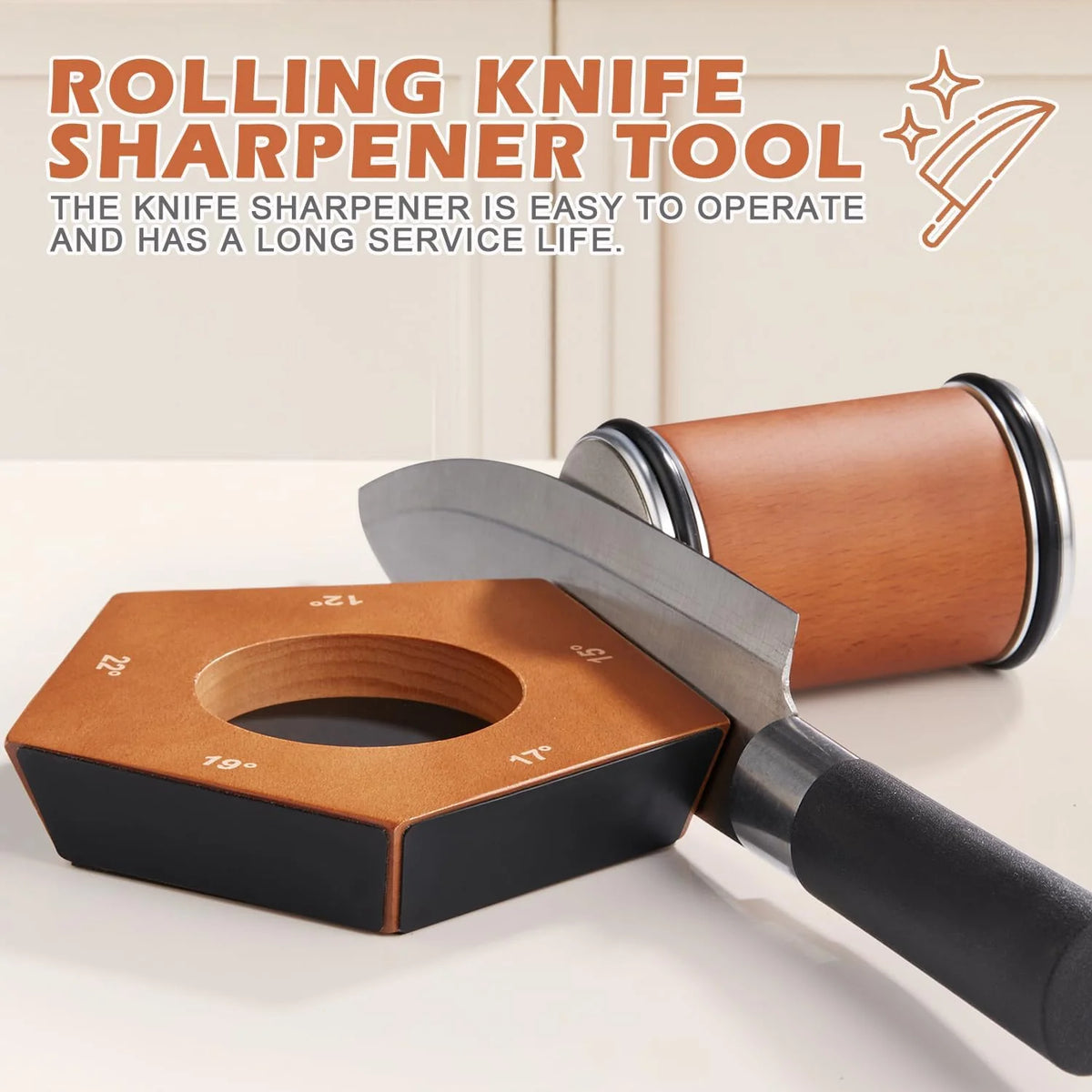 Knife Sharpener Rolling Diamond Stones & Magnetic Angle Guide
