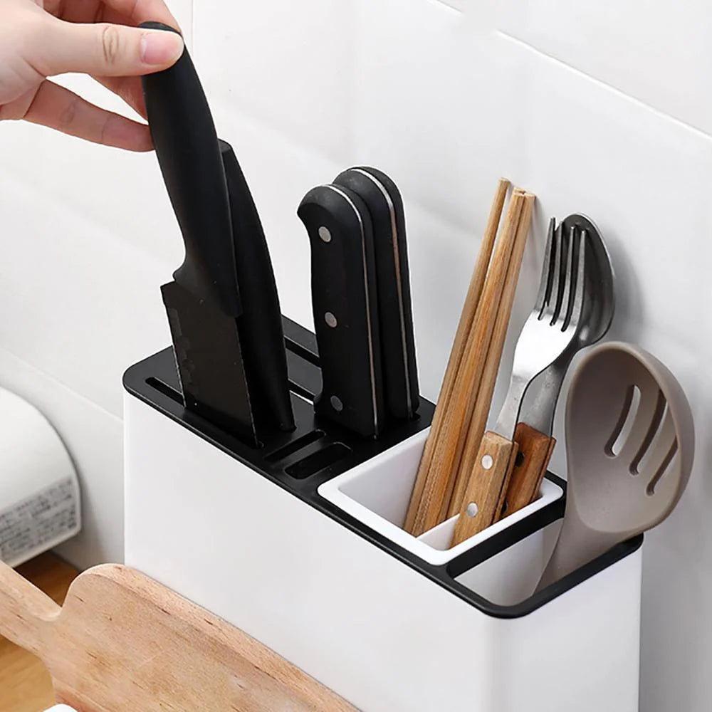 Knife & Utensil Organizer Two-Tier Divided Tray Space-Saving