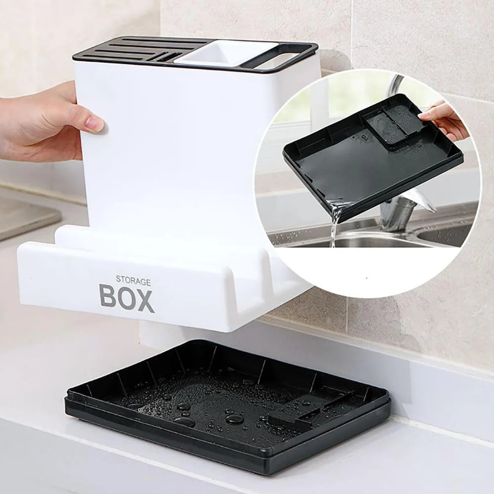 Knife & Utensil Organizer Two-Tier Divided Tray Space-Saving