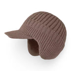 Knit Beanie Visor Brim & Ear Flaps Secure Fit