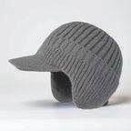 Knit Beanie Visor Brim & Ear Flaps Secure Fit
