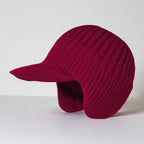 Knit Beanie Visor Brim & Ear Flaps Secure Fit