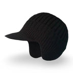 Knit Beanie Visor Brim & Ear Flaps Secure Fit