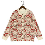 Knit Cardigan Santa Motif Cozy Button Front