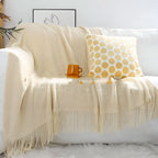 Knit Fleece Blanket Chunky Knit Plush Lined Machine Washable