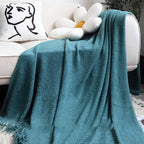 Knit Fleece Blanket Chunky Knit Plush Lined Machine Washable