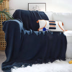 Knit Fleece Blanket Chunky Knit Plush Lined Machine Washable