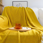 Knit Fleece Blanket Chunky Knit Plush Lined Machine Washable