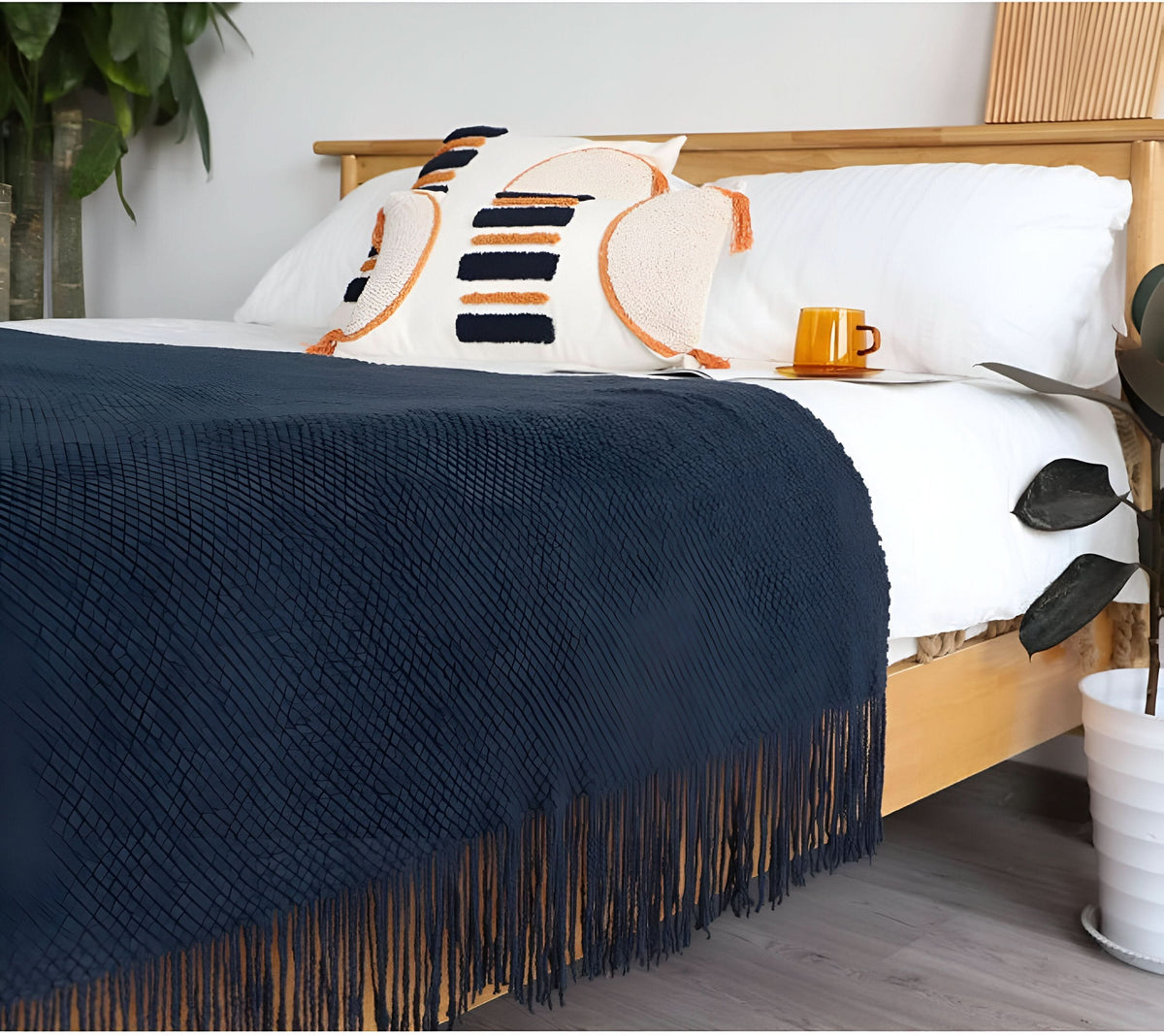 Knit Fleece Blanket Chunky Knit Plush Lined Machine Washable