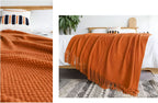 Knit Fleece Blanket Chunky Knit Plush Lined Machine Washable
