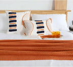 Knit Fleece Blanket Chunky Knit Plush Lined Machine Washable