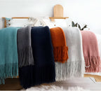 Knit Fleece Blanket Chunky Knit Plush Lined Machine Washable