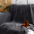 Knit Fleece Blanket Chunky Knit Plush Lined Machine Washable