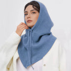 Knit Hooded Scarf Drawstring Wind Blocking