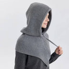 Knit Hooded Scarf Drawstring Wind Blocking