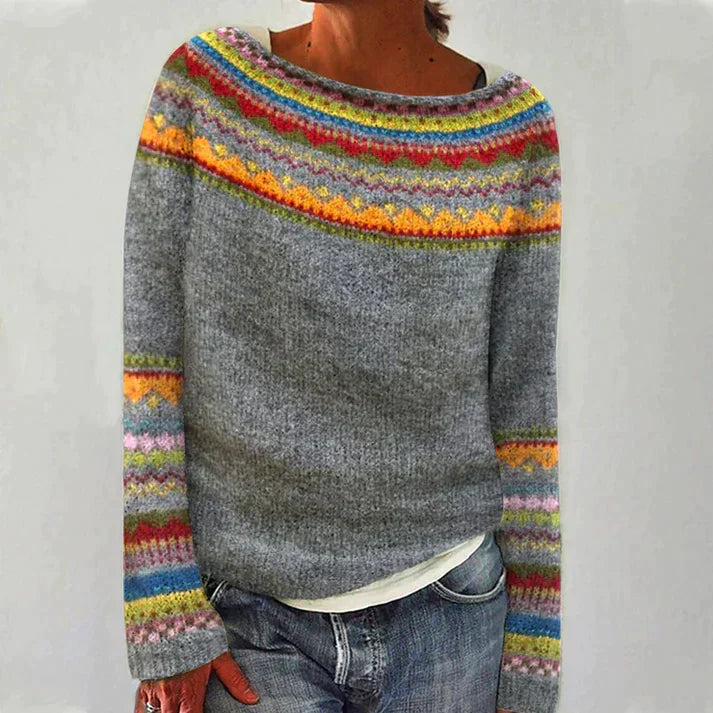 Knit Pullover Fair Isle Soft Warm Easy-Care