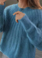 Knit Sweater Crew Neck Breathable Hip-Length