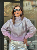 Knit Sweater Gradient High Collar & Long Sleeves