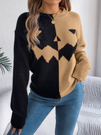 Knit Sweater Jack O Lantern Motif Midi Length