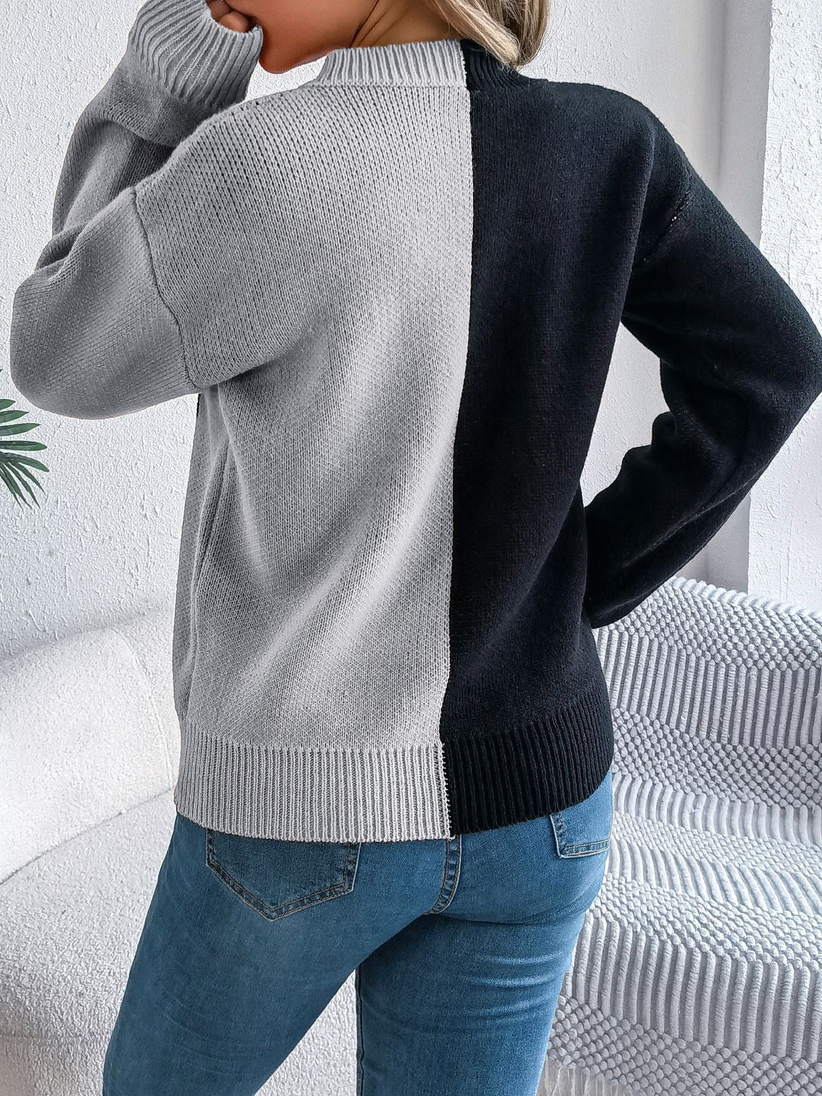 Knit Sweater Jack O Lantern Motif Midi Length