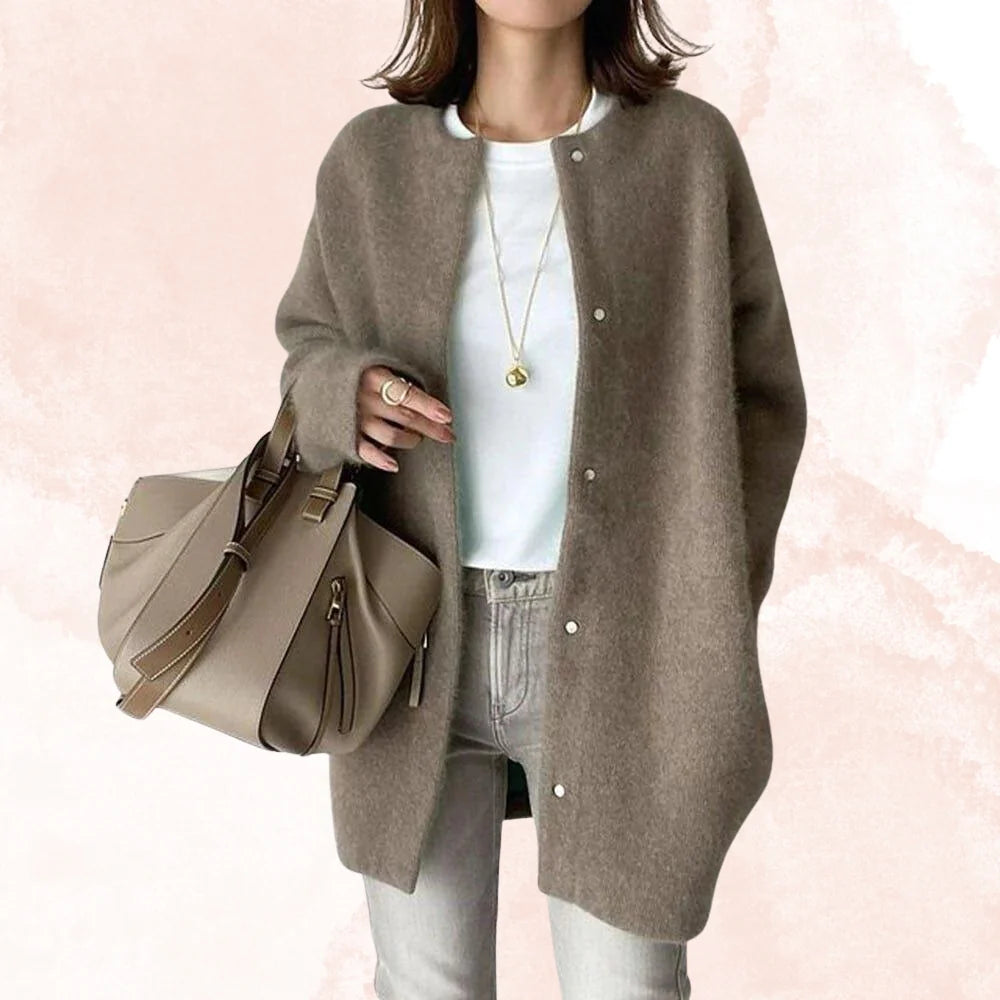 Knitted Cardigan Button-Front Soft Breathable Knit