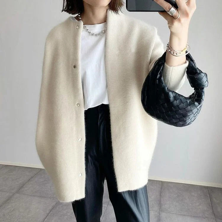 Knitted Cardigan Button-Front Soft Breathable Knit
