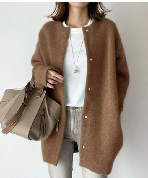 Knitted Cardigan Button-Front Soft Breathable Knit
